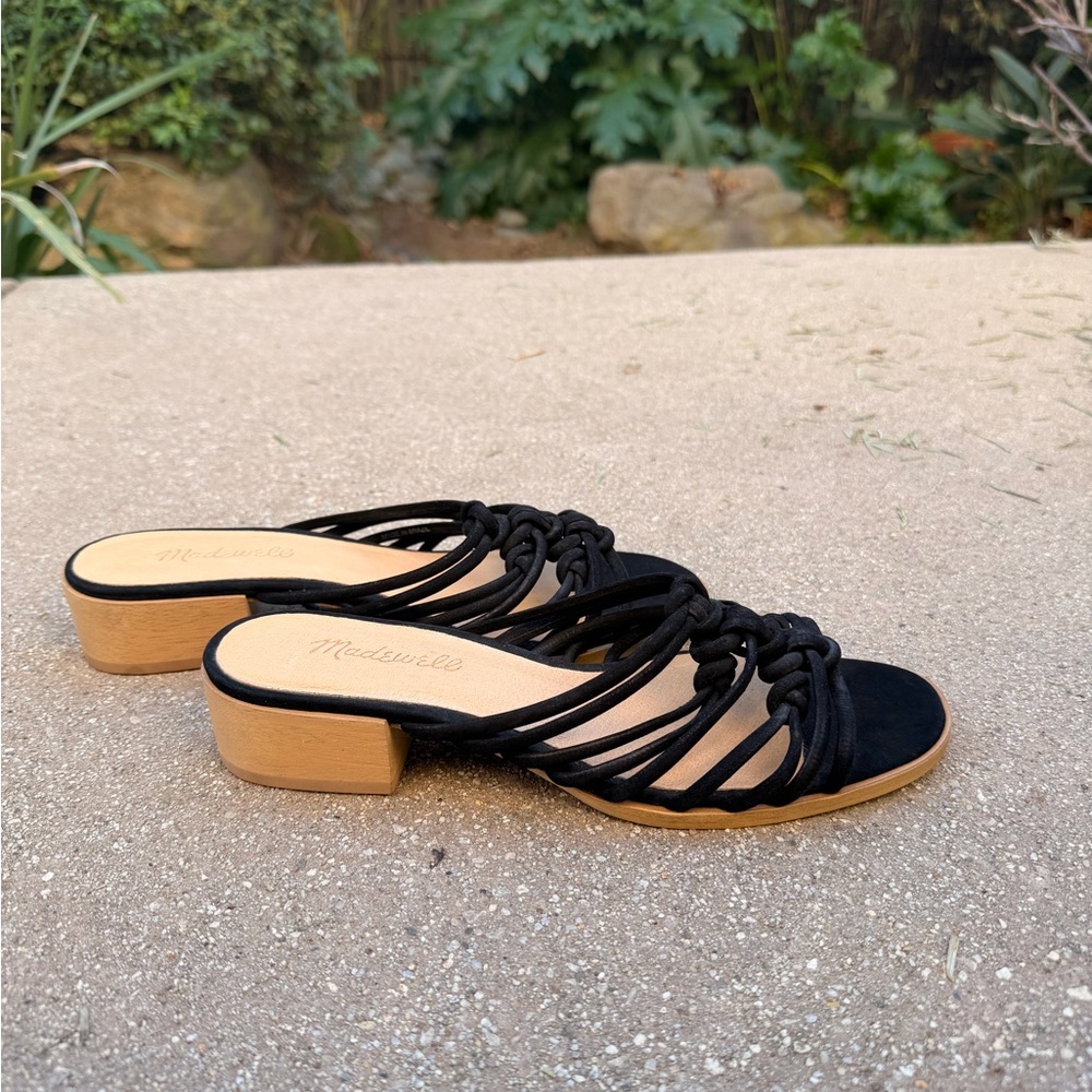 Madewell Black Strappy Mule Sandals